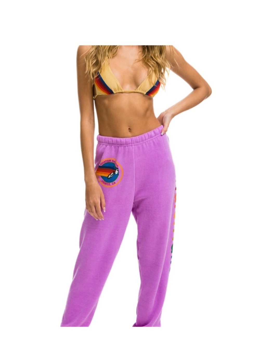 Aviator nation Lavender Graphic Lounge Joggers NWOT